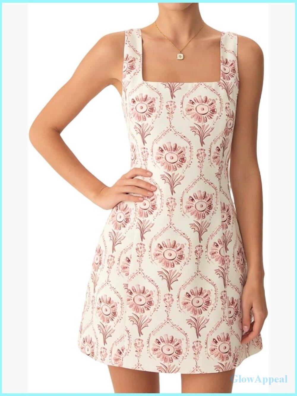 Floral Printed Square Neck Sleeveless A-Line Mini Sundress